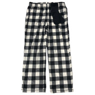 Womens Plush Black & White Buffalo Plaid Sleep Set Pajama Bottoms & Socks