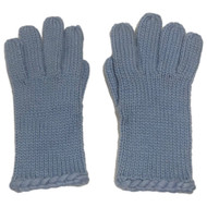 Womens Soft Blue Wool Blend Knit Gloves