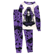 Nevermore Academy Girls Purple Knit Wednesday Adams Sleep Set Pajamas