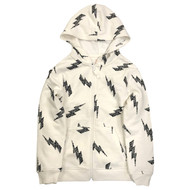 Boys White & Black Lightning Bolt Skull Print Hoodie Sweatshirt