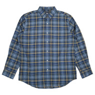 Van Heusen Mens Blue Tartan Plaid Long Sleeve Button-Down Shirt