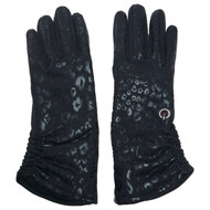 Touchpoint Womens Sleek Black Leopard Print Touchscreen Smart Text Gloves