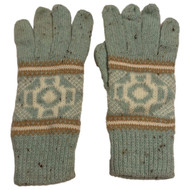 Womens Blue & Tan Geometric Print Stretch Knit Gloves