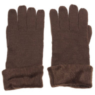 Womens Soft Brown Cuffed Knit Gloves