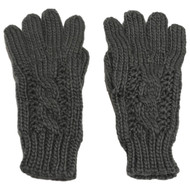 Womens Soft Gray Grey Lumpy Loose Stitch Cable Knit Gloves