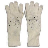 Womens Off White & Silver Stud Knit Gloves