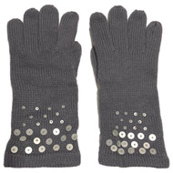 Womens Gray Grey Silver Sequin Knit Gloves