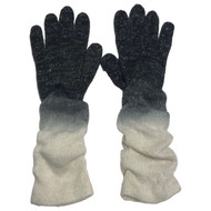 Womens Soft  Extra Long Gray Sparkle Ruched Ombre Grey Knit Gloves