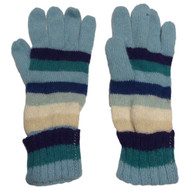 Womens Soft Blue White Purple Stipe Angora Blend Gloves