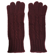 Fownes Womens Soft Cable Knit Burgundy Maroon Gloves