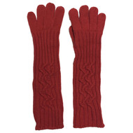 Fownes Womens Long Salmon Pink Cable Knit Gloves