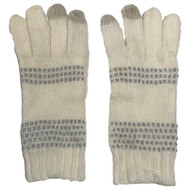 Simply Vera Wang Womens Off White Ivory & Silver Sparkle Stripe Knit Text Gloves