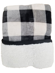 Cuddle Duds Black & White Buffalo Plaid Sherpa Fleece Micro Plush Throw Blanket