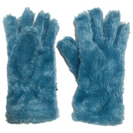 Peak Womens Fuzzy Aqua Blue Gloves Fleece Lined