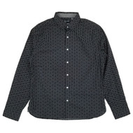 Van Heusen Mens Black Geo Long Sleeve Slim Fit Button-Down Shirt Large
