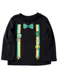 Infant & Toddler Boys Black Suspender & Bow Tie St. Patricks Day T-Shirt
