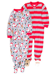 Carters Infant Boys 2PC Sleeper Set Santa Claus & Stripe Christmas Pajamas 18M