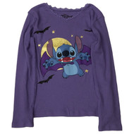 Disney Stitch Girls Long Purple Vampire Halloween T-Shirt Tee Shirt