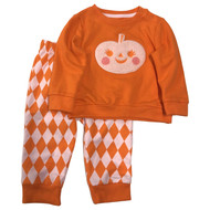 Infant Girls Baby Pumpkin Halloween Outfit Sweatshirt & Joggers Set