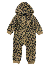 Carters Infant Girls Brown & Black Leopard Hooded Fleece Pram Suit 18 Month