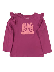 Toddler Girls Purple Big Sis Ruffle Long Sleeve T-Shirt Tee Shirt 4T