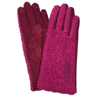 Womens Fuzzy Hot Pink Fuchsia Stretch Fit Text & Tech Touchscreen Driving Gloves