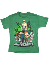 Minecraft Boys Green Gamer Tee Shirt Video Game T-Shirt