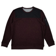 Van Heusen Mens Burgundy & Black Long Sleeve Crew Neck Fleece Sweatshirt