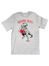 Boys Gray Breaking Hearts T-Rex Valentines Day T-Shirt Tee Shirt XX-Large 18