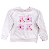 Toddler Girls Pink XOXO Logo Flowers Valentines Day Sweatshirt Sweat Shirt