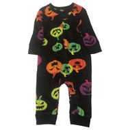 Infant Boys Plush Colorful Black Pumpkin Halloween Sleeper Pajamas
