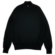 Van Heusen Mens Black Long Sleeve Mock Neck Quarter Zip Merino Sweater