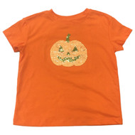 Girls Orange Flip Sequin Pumpkin Halloween T-Shirt Tee Shirt