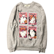 Womens Gray Ghost Themed Hey Boo Halloween Sweatshirt Sweat Shirt