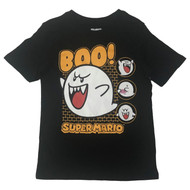 Super Mario Boys Black & Orange Boo Ghost Halloween T-Shirt Tee Shirt