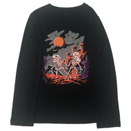 Boys Long Sleeve Black Dinosaur Skeleton Halloween T-Shirt Tee Shirt