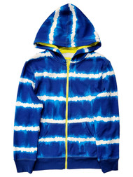 Boys Blue Stripe Zip Up Hoodie Long Sleeve Sweatshirt Medium (8)