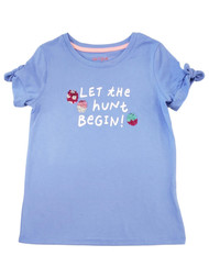 Girls Let The Hunt Begin Flip Sequin Easter Egg Tee Shirt Top T-Shirt