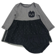 Carters Infant Girls Black Kitty Cat Halloween Baby Dress Outfit Set