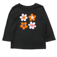 Toddler Girls Black Orange Flowers Long Sleeve Halloween Tee Shirt T-Shirt 18 M