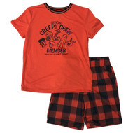 Boys Orange Creepy Crew Halloween Sleep Set Pajamas Top & Shorts