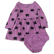 Infant Girls Purple & Black Kitty Cat Halloween Baby Dress
