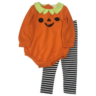 Infant Girls Baby Pumpkin Halloween Outfit Bodysuit & Pants Set
