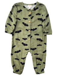 Cat & Jack Infant Boys Gray & Black Bats Button Front Halloween Romper