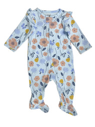 Carters Infant Girls Blue Floral 2 Way Zip Sleeper Footie Pajamas