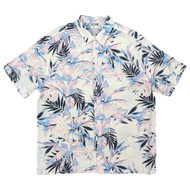Cafe Luna Mens White Tropical Print Short Sleeve Woven Shirt