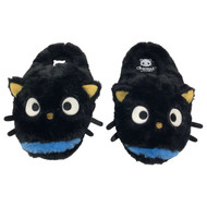 Sanrio Womens Plush Black Chcocat Kitty Cat Scuff Style Slippers
