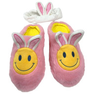 Womens Plush Pink & Yellow Easter Bunny Scuff Style Slippers 7-8