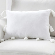 My Texas House White Chenille with Tassels Accent Throw Pillow, 14x20 Samantha