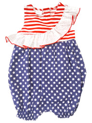 Infant Girls Red White & Blue Ruffle 4TH Of July Patriotic Romper